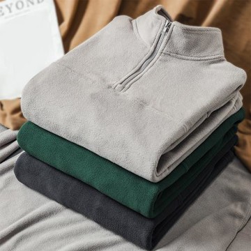 重磅雙面搖粒絨外套男秋冬季加絨加厚美式半拉鏈衛衣立領夾克情侶