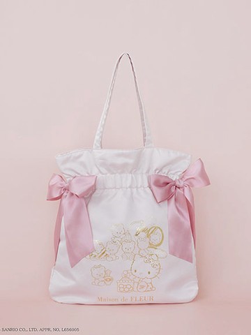 三麗鷗聯名-Hello Kitty圖案燙金雙絲帶束口手提袋(08001073300) - Maison de FLEUR