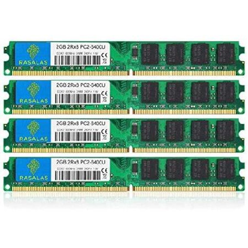 Rasalas DDR2 8GB Kit (4X 2GB) DDR2-800 PC2-6400 Udimm 2RX8 1.8V