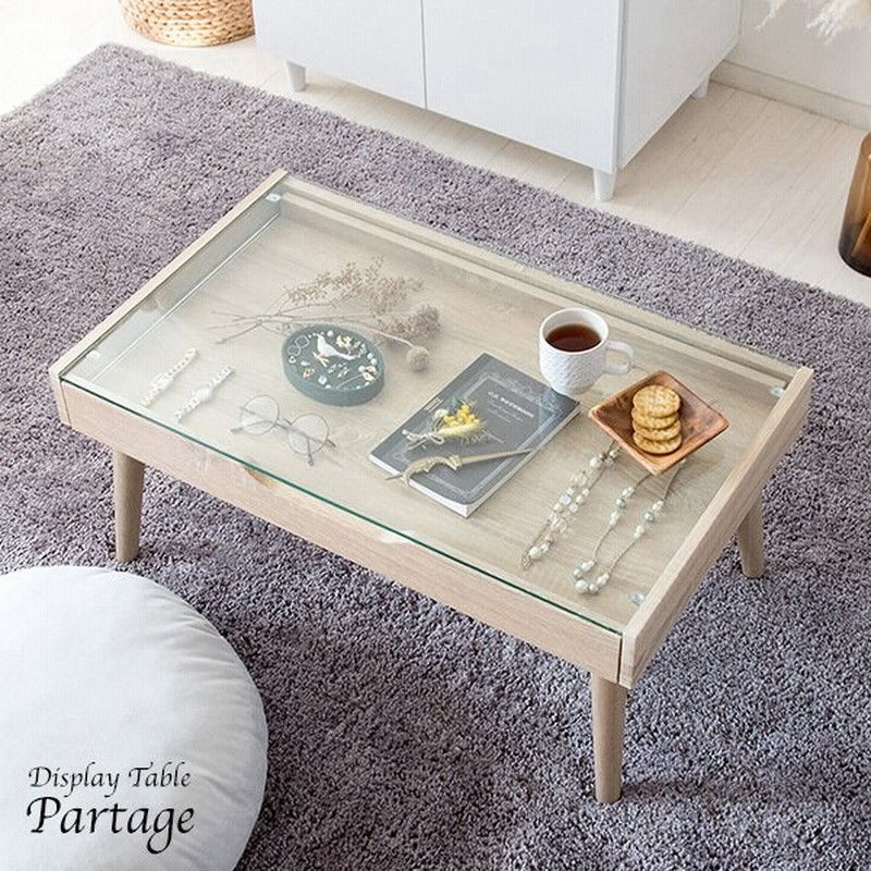 ディスプレイテーブル Partage パタージュ おしゃれ ガラス天板 ディスプレイ棚 見せる収納 ナチュラル 幅80 通販 Lineポイント最大0 5 Get Lineショッピング