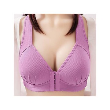 薄款無鋼圈前扣式文胸罩加大碼胖人全罩杯純棉中老年媽媽婦女內衣