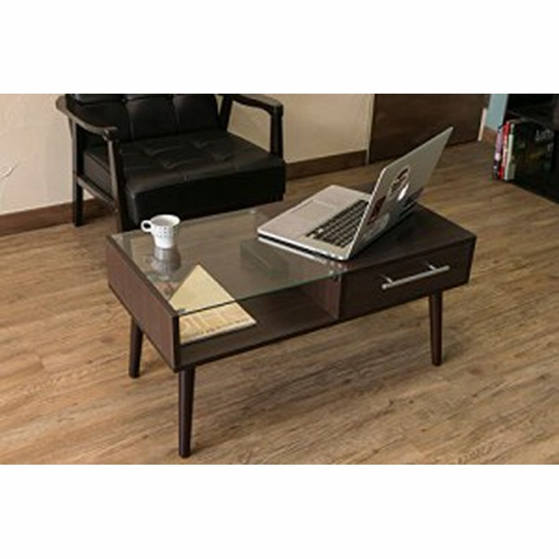 Altona 引き出し付きセンターテーブル Uth 01 ダークブラウン Dbr ローテーブル 幅80cm 強化ガラス天板 引出し付 引出付き 通販 Lineポイント最大get Lineショッピング