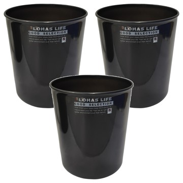 生活King 無蓋垃圾桶 6.8公升  21.5 x 21.5 x 24cm  炫光黑色  3個