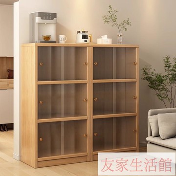 附發票 免稅 實木書櫃儲物櫃一體靠墻收納櫃帶門防塵客廳展示櫃餐邊櫃落地櫃子 YJ/al210 快速出貨 公司貨