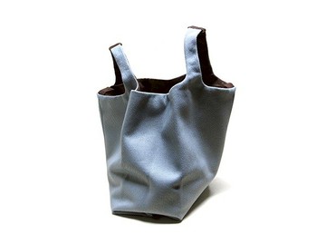 手提翻二包 / 正反面 兩用包 L /  輕灰色+中烘咖啡色