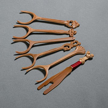 茶杯叉竹制防燙茶叉茶托茶夾杯托衛生托叉長柄壺蓋叉功夫茶具配件