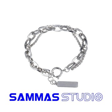 SAMMAS新款手錬雙層疊戴水鑽手鏈小眾個性配飾冷淡風男女日韓嘻哈飾品
