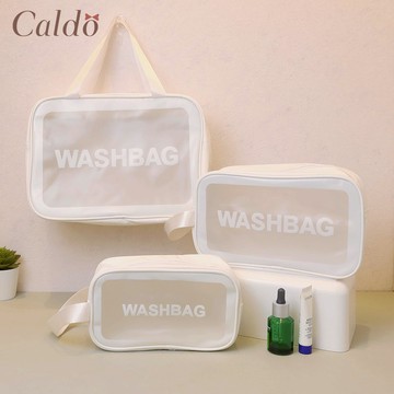 [ Caldo卡朵 ] 簡單裝旅行盥洗磨砂防水收納包(3件組)