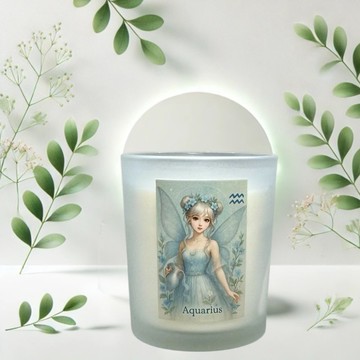 水瓶座精靈插畫燭杯 天然大豆蠟  單方純精油 星座生日禮物推薦