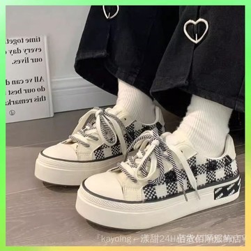 🔥臺灣出貨 小香風校園帆佈鞋新款2025年夏季百搭鞋子女學生休閒高顔值闆鞋女 限時特賣X315-8-C