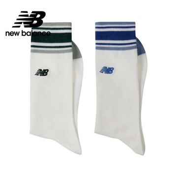 【New Balance】條紋中長襪二入組_中性_藍/綠_LAS47162AS2