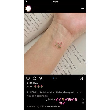 「三朵小花」紋身貼紙 微刺青 小清新 小紅書同款 花語 抖音同款 超美 可愛 紋身貼 小心機 性感 網紅 設計款