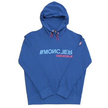 MONCLER Grenoble 鏡像字母寬鬆連帽大學T恤/衛衣.藍