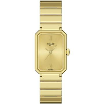TISSOT 天梭 SRV系列 復古款典雅方形石英錶/金/30mm/T1601103302300