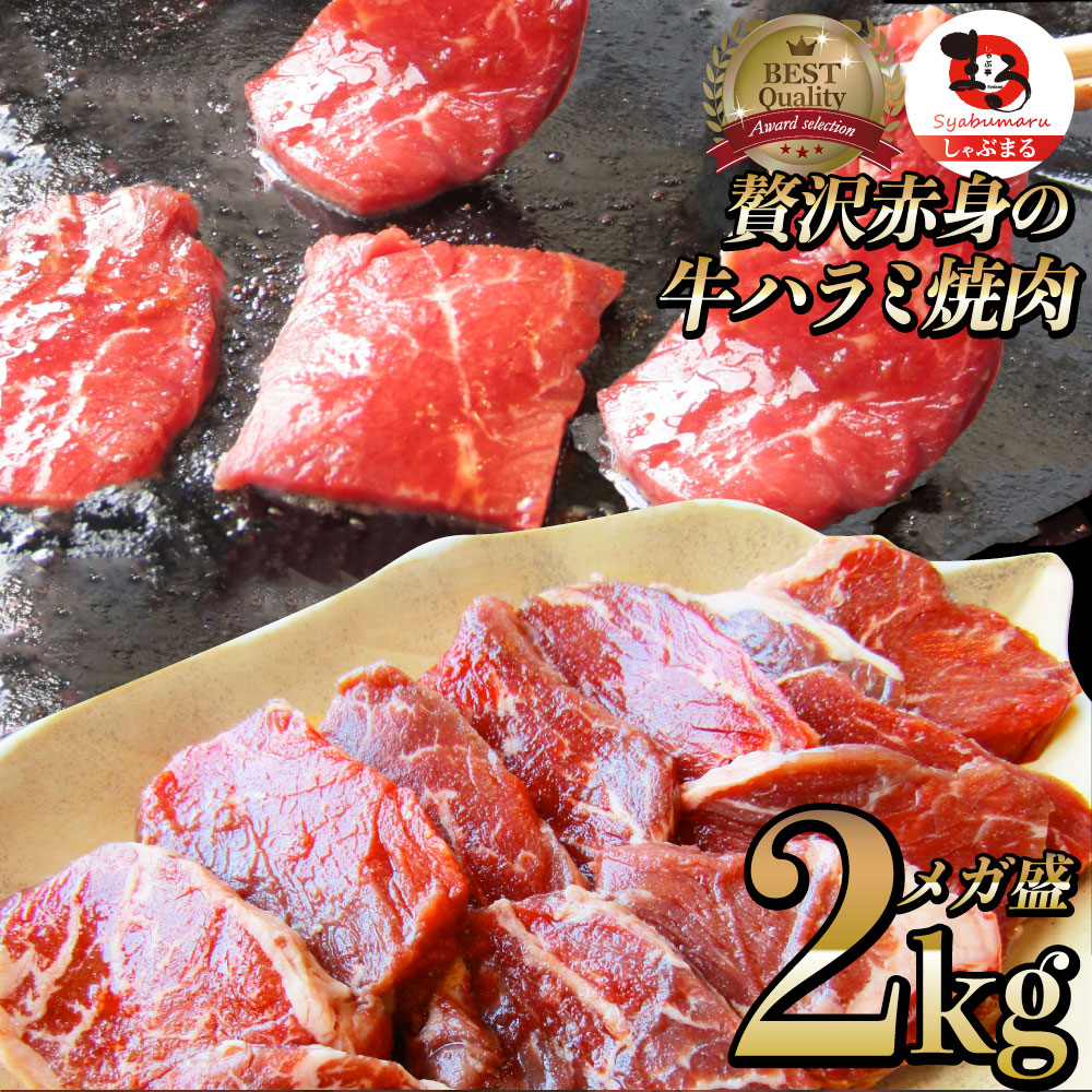 牛 ハラミ 焼肉 2kg（250g×8P） 牛肉 メガ盛り (＊当日発送対象） 赤身 はらみ 贅沢 おトク お徳用 送料無料 アメリカ産 あす楽 肉 通販 お取り寄せ グルメ アウトドア お家焼肉 レジャー 送料無料 バーベキュー 肉 食材 セット バーベキューセット キャンプ キャンプ飯