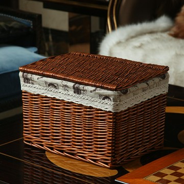 收納筐藤編收納箱有蓋收納盒儲物箱整理箱衣服收納箱劈柳儲物筐
