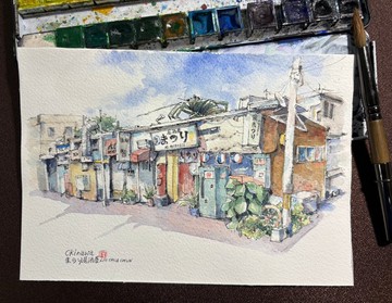 沖繩居酒屋/手繪原創淡彩畫