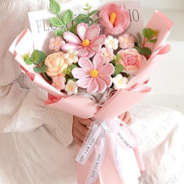 ❀【花中世界】❀畢業季成品禮物花束格桑毛線花束手工編織生日禮物鼓勵送閨蜜精緻