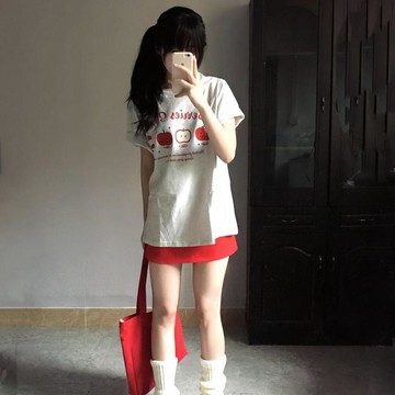 9163 名舊客戶🤗100%優選短袖夏季設計小衆印花新款感顯上衣ins百搭外穿上衣t54DE