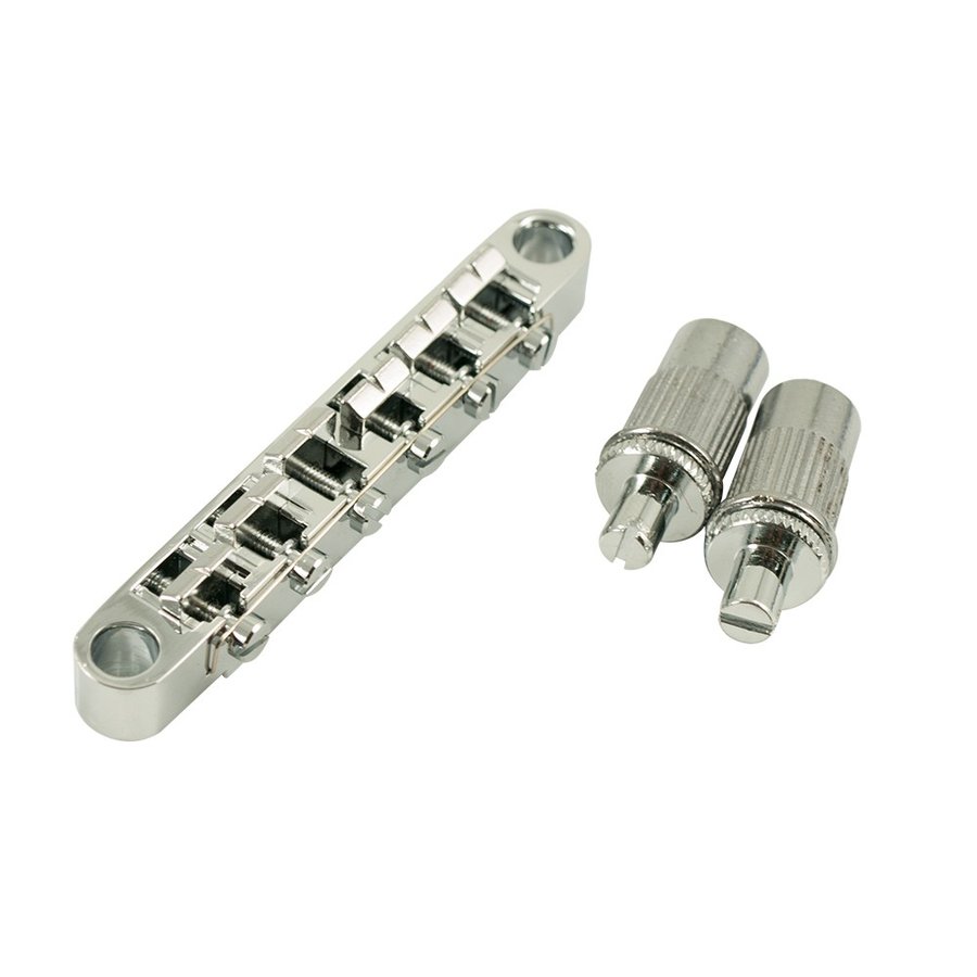 WD Music Replacement Metric Wired ABR-1 Style Tune-O-Matic Bridge With Large Posts Chrome