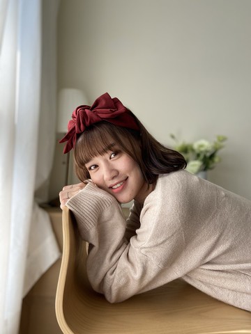 微醺 酒紅 雙層大蝴蝶扭結髮帶 ggoomstudio