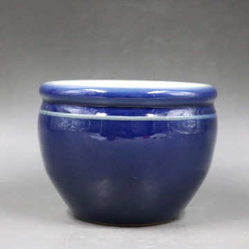 元祭藍釉羅漢缸香爐純手工高仿古老貨瓷器家居收藏擺件古董古玩1入