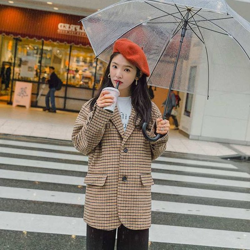 レディース 韓国ファッション テーラードジャケット 格子柄 コート アウター 秋物 冬物 普段着 上品 オフコーデ Off 学生 フォーマル ブラウン S M L Xl サイズ 通販 Lineポイント最大0 5 Get Lineショッピング