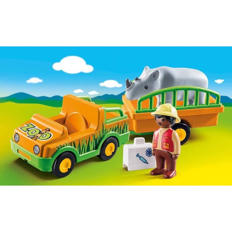 プレイモービル ブロック 組み立て 70182 Playmobil 1.2.3 Zoo Vehicle