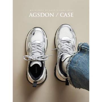 奧古獅登銀色老爹鞋2026新款春季厚底增高跑步鞋爆款輕便運動鞋女