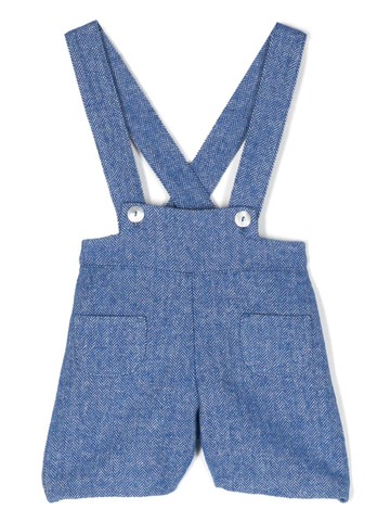 Mariella Ferrari - herringbone-pattern dungarees - kids - Fabric - 9 mth - Blue