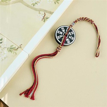 【米蘭精品】汽車掛飾車內吊墜-黑檀山鬼花錢八卦汽車內飾74if75