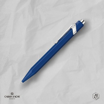 客製化刻字【CARAN D’ACHE 卡達】849  按鍵式 鋼珠筆 -經典藍 (原廠正貨)