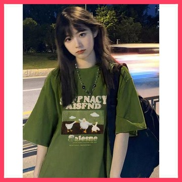 🌈ATC✨🔣三隻小鴨 植絨 刺繡 復古 卡通 寬鬆 短袖 穿搭 創意 男女短袖 上衣 夏季oversize