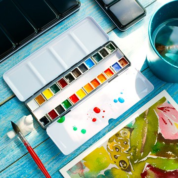 水彩顏分裝鐵盒裝凡高12色24色40色美極樂34色1.5ml水彩顏料分裝水彩顏料藝術家固體水彩美術繪畫顏料鐵盒裝