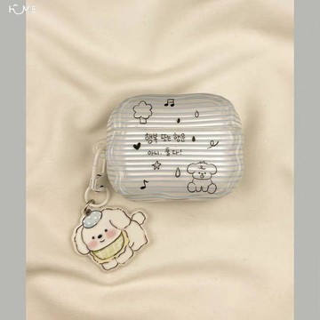 防摔耳機殼.ins條紋韓文小狗適用于AirPods1/2/3蘋果耳機殼pro3保護套4/5代殼