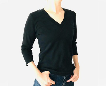 【長袖款】注重剪裁的大人V領T恤【尺寸・顏色皆可選擇】