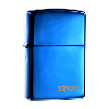Zippo 【官方授權店】High Polish Blue  Logo 冰藍標誌防風打火機
