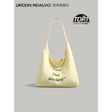 UR韓系慵懶風帆布包包女式2025新款大容量百搭時尚通勤單肩托特包