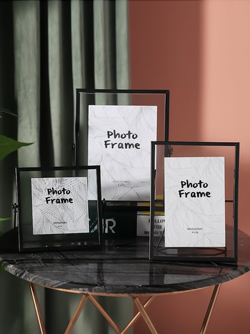 簡約INS創意金屬玻璃幾何相框擺臺畫框4寸6寸7寸照片框個性北歐風