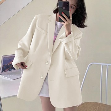 5色 小西裝外套女 韓版西裝 有墊肩 韓國外套 2026新款 設計感 黑色西服高級感西裝