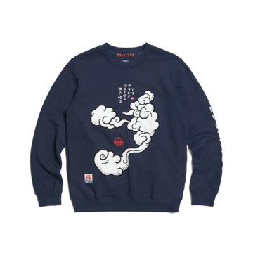 江戶勝 男裝 經典雲海長袖T恤-丈青色