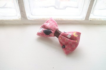 零靈喵和杜拉的萬聖節∣格紋紅粉－原創印花設計手作【彈簧髮夾】