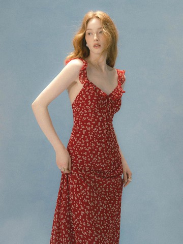 Scarlet Frill Long Dress