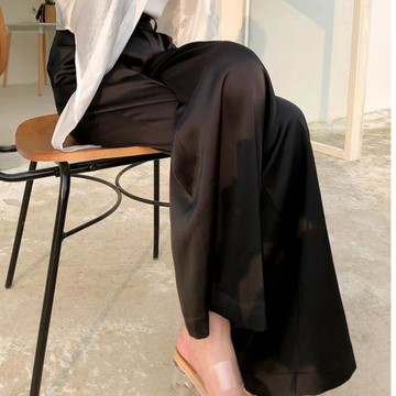 2025年新款仿醋酸緞面褲子冰絲闊腿褲女春夏季薄款高腰垂感直筒