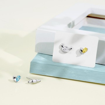 【STORY故事銀飾】布丁狗喜拿一起玩系列-Cinnamoroll小心意晶鑽純銀耳環