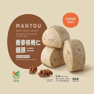 [家速配]奇美冷凍香麥核桃仁饅頭(全素)