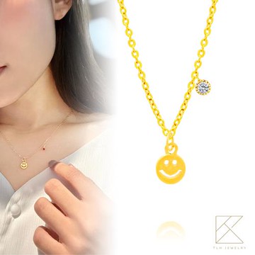 【TLH】黃金墜項鍊 純金999 幸福微笑誕生石系列 約重0.03錢±0.01