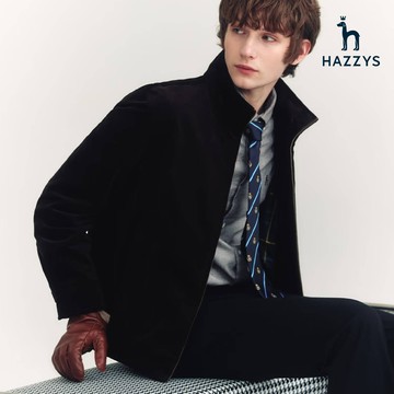 【HAZZYS】男款深棕色休閒百搭夾克 YZUUD336