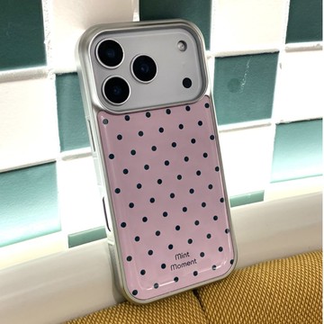粉色圓點 環氧樹脂亮面 MagSafe 保護殼