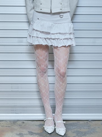 Frill cancan mini skirts White